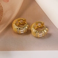 Chique 18k vergulde geometrische oorringen met glanzende zirkonia steentjes in retro stijl - Goud + Witte zirkonia