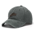 Vintage washed dark grey-green baseball cap with distressed brim and embroidered patch - Washed Gray Green