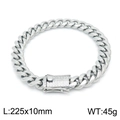 Titanium steel Cuban chain bracelet 225mm with iced out diamond clasp in silver finish - Silver Steel Bracelet (KB152070-KFC)