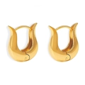 Pendientes de aro dorados de acero inoxidable en forma de tulipán con acabado pulido - Dorado