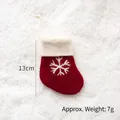 Red wool felt Christmas stocking ornament with white snowflake embroidery and 13cm height - Red Large Snowflake