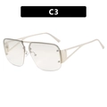 Chic square aviator sunglasses with gold metal frames and C3 clear lenses - Silver Frame Light Mercury