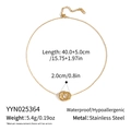 Detail showing interlocking geometric gold circles on a waterproof stainless steel necklace - Interlocking Double Ring Style (YYN025364)