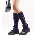 Purple ribbed knit leg warmers for women featuring a stylish side zipper design - One Size / Purple