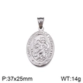 Silberner Saint Christopher Anhänger aus Edelstahl mit Maßen von 37x25mm für Herren - Silber Saint Christopher Ovaler Stil (KP77979-Z)