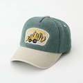 Detalle del bordado de excavadora en gorra de béisbol de lona bicolor para niños - 52cm (2-6 Años) / Corona Verde Azulado Profundo Ala Beige (B)