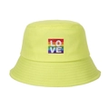 Neongelber Anglerhut aus Baumwolle mit Regenbogen-Patch und LOVE-Stickerei - Verstellbar / Hellgelb