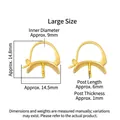 Gold plated S925 silver large clasp earrings accessory with 14.5mm width dimensions - Large/1 Pair / Gold