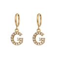 18K gold plated stainless steel G-letter earrings with micro-pave white cubic zirconia - Letter G