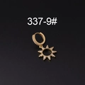 Single gold sun charm hoop earring with micro-inlaid zircon stones on dark texture - Sun Style (337-9#)