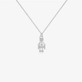 Elegant S925 sterling silver robot pendant necklace with sparkling diamond accents - Platinum