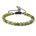 Verstellbares Yoga-Armband mit natürlichen 6 mm grünen Steinchen und schwarzer Kordel - Südliche Jade