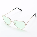 Fashion heart shaped sunglasses with light green lenses and slim metal frames for women - Light Green