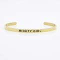 Golden 4mm stainless steel C-shaped cuff bracelet with MIGHTY GIRL engraving - MIGHTY GIRL