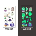 Luminous Halloween kids tattoos featuring ghosts and crystal balls, model WS-364 glow effect - Crystal Ball and Tombstone Style (WS-364)