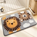 Gray plush bathroom mat featuring cute cartoon lion and tiger patterns for kids - 40*60cm / Little King