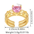 Detailed dimensions of 18K gold plated ring with pink heart zircon and screw pattern - Adjustable Open / Pink Heart Screw Motif Style (KR0025)