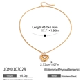 Gold heart pendant necklace with twisted rope chain and cz stone details in stainless steel - Stainless Steel/Zirconia / Rhinestone Heart Pendant Necklace