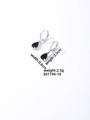 Exquisite silver drop earrings featuring elegant pear-cut black zircon stones - Silver Hoop + Black Gemstone (E01194-10)