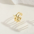 Bague ouverte double épaisseur dorée avec étoile croisée et finition polie 14K - Étoile Double Couche / Doré