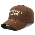 Dark brown cotton baseball cap featuring 3D letter embroidery and a curved brim style - Adjustable / Coffee