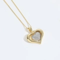 Elegant gold-tone double heart pendant necklace with shimmering zircon inlay - Full Zircon Heart