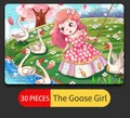30-piece wooden puzzle for kids featuring a cute Goose Girl illustration and floral scene - The Goose Girl