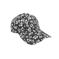 Fashionable baseball cap featuring a black and white floral print in a side view - One Size Adjustable / 17# (Black White Floral)