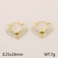 Boucles d'oreilles cœur vintage dorées avec strass, taille 25x18mm et poids de 7g - Style D Rectangle Creux Coeur (KE113813-KFC)
