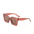 Square translucent amber oversized sunglasses with dark brown lenses for women and men - Burgundy