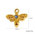 Ciondolo ape dorata con strass blu e ali testurizzate, dimensioni di 10mm per 11mm - Piccola Ape-003 / Oro-Zirconia Blu