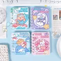 Set of four A7 mini cartoon ocean theme spiral notebooks in soft macaron colors - Undersea World
