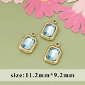 Three square-cut blue gemstone pendants in gold finish, size 11.2mm x 9.2mm for DIY jewelry - ME1405 Rectangle Gold Blue Gem / 1 Piece