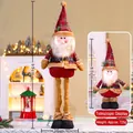 Staande Kerstman knuffel met uitschuifbare poten en ruitjesmuts, 60-95cm hoogte - Groot 95CM Telescopische Kerstman