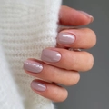 Short dusty pink press-on nails with glossy finish and silver glitter line accent - Dusty Pink Silver Glitter Style (With Glue)