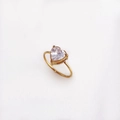 Elegant gold heart ring with clear zircon stone on a minimalist thin band - US 6 / Gold