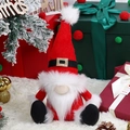 Poupée gnome de Noël sans visage avec long chapeau rouge et barbe blanche déco - Long Bonnet Père Noël Sans Visage Assis