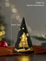 Conical Christmas lantern with deer pattern and warm yellow light 15cm height - Small / Black