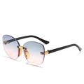 Kids irregular rimless sunglasses with blue-pink gradient lenses and gold bridge - Green to Pink Gradient