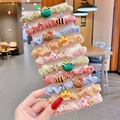 Gros plan de 12 chouchous à carreaux colorés avec d'adorables figurines d'animaux 3D - 7# Grenouille Abeille Ensemble de 10