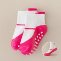 White and rose red non-slip baby mesh socks with anti-skid silicone dots on the sole - Rose Red / 8 Months-2 Years XS (Foot Length 9-12cm)
