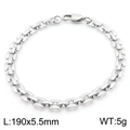 Silver steel checkerboard chain bracelet with lobster clasp, 190mm length and 5.5mm width - Silver I-Shaped Chain (KB189682-Z)