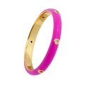 Dettaglio dell'anello in smalto rosa con placcatura in oro e pietre di zircone lucide - US 7 / Rosa Rosso