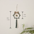 Star-shaped woven wind chime in green and white with a gold bell and bow detail - Green & White Star Chime (SJ4028H)