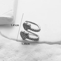 Dimensioni dettagliate del polsino per orecchio a cuore in argento con zirconi - Cuore Incrociato / Argento