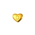 Pendentif cœur doré poli avec lettre D en relief et ouverture de trou de 2mm - Style Lettre D (S-P143-D)