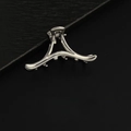 Minimalist silver metal hair claw clip with sleek arched hollow design for women - Eight-shape / Silver