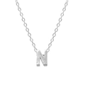 925 sterling silver necklace with letter N pendant in a minimalist polished finish - Letter N / White Gold