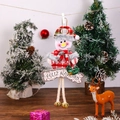 Christmas snowman fabric ornament with Feliz Navidad sign and golden metal bells - Long Sign Bell Snowman