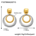 Two-tone stainless steel geometric hoop earrings with gold and silver circle pendants - Two-Tone Double Ring Style (F1079)